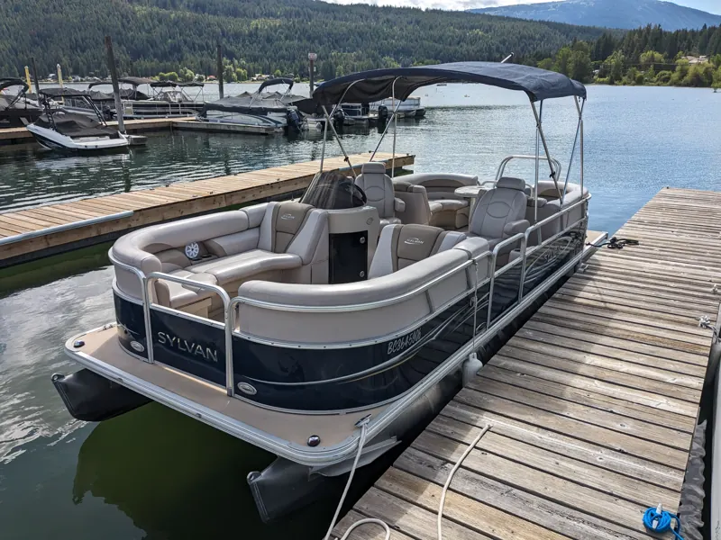 Pontoon tied up at the marina